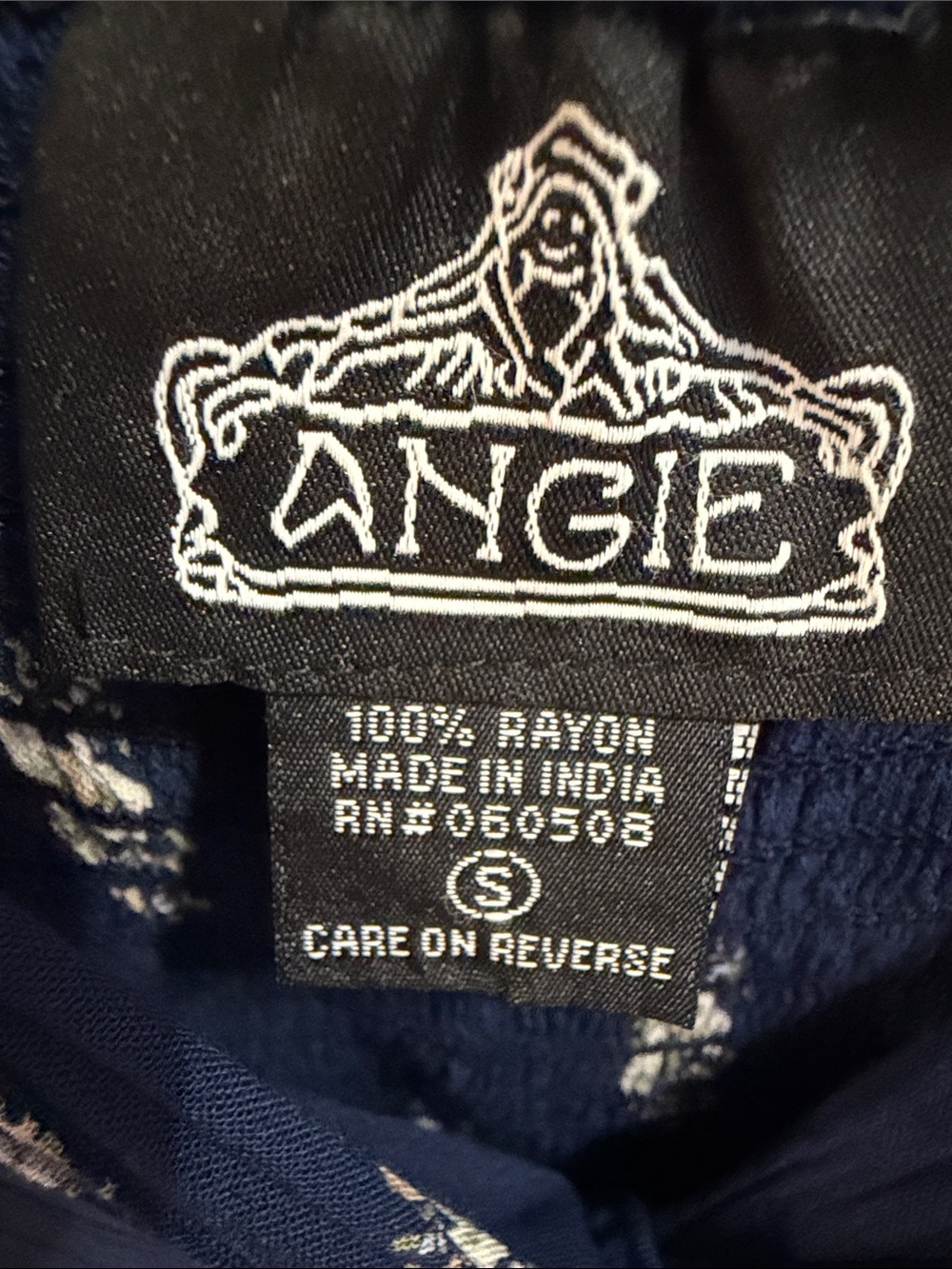 Angie Navy Floral Twist-Front Mini Dress with Cream Accents - Picture 2 of 3